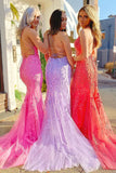 Tulle Mermaid Spaghetti Straps Backless Prom Dress With Lace Appliques, SP685 | cheap prom dresses | party dresses | long prom dresses | lace prom dresses | www.simidress.com