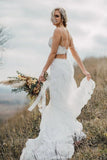 Two Pieces Lace Appliques Spaghetti Straps Wedding Dresses, Bridal Gown, SW557 | lace wedding dresses | wedding dresses near me | cheap wedding dresses | simidress.com