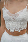Two Pieces Lace Appliques Spaghetti Straps Wedding Dresses, Bridal Gown, SW557 | bohemian wedding dresses | vintage wedding dresses | tulle wedding dresses | simidress.com