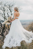 Two Pieces Lace Appliques Spaghetti Straps Wedding Dresses, Bridal Gown, SW557