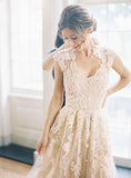 www.simidress.com offer V-neck Sleeveless Floor-Length Lace Wedding Dress High Quality SW29