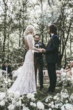 ​Vintage Sheath High Neck Long Sleeves Lace Wedding Dresses, Bridal Gown, SW529 | cheap wedding dresses | summer wedding dresses | lace wedding dresses | www.simidress.com​