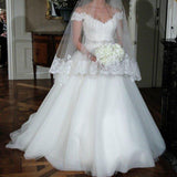 Top White Tulle Wedding Dresses with Beading,Off Shoulder A-line Lace Wedding Dress,SVD527