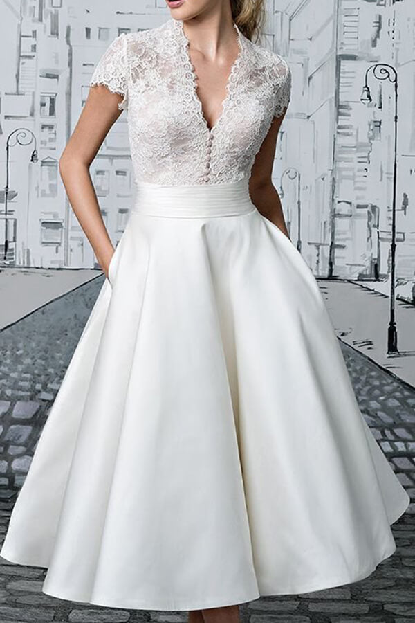 Simple Crepe Wedding Gown, Minimalistic Short Sleeve Wedding Dress, a Line Bridal  Dress Inga - Etsy