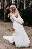  White Tulle 3D Lace Flowers Off the Shoulder Ball Gown Wedding Dresses, SW415 | cheap wedding dresses | lace wedding dress | white wedding dresses | wedding gown | www.simidress.com