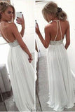 White Prom Dresses with Appliques,Long Prom Gowns,A-line Prom Dresses,SIM449