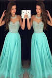 Chiffon O Neck Prom Dresses with Beading,Fashion Party Dresses,Evening Gowns,M65