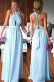 Blue Long Bridesmaid Dresses,Cheap Simple Convertible Summer Beach Wedding Party Dress,SVD486