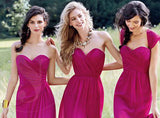 Red Cheap Chiffon Floor Length Side Split Long Bridesmaid Dresses,SVD487