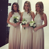 2017 O Neck Lace Top Bridesmaid Dresses,Long Wedding Party Gowns,SVD496