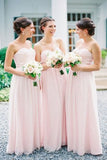 Chiffon Long Light Pink Bridesmaid Dresses,Sweetheart Bridesmaid Dresses,SVD498