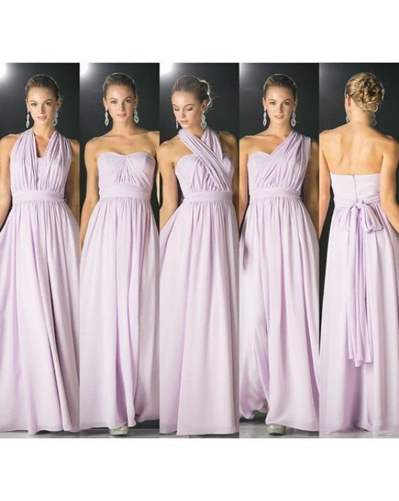Lilac Bridesmaid Dress,Chiffon Long Bridesmaid Dress,Convertible Bridesmaid Dress,SVD499
