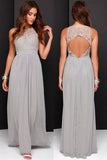 Gray Bridesmaid Dresses,Long Bridesmaid Dress,Lace Bridesmaid Dresses,SVD603