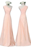 One Shoulder Bridesmaid Dress,Long Chiffon Bridesmaid Dress,Cheap Prom Dress,SVD605