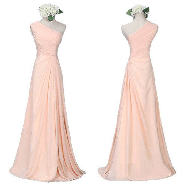 One Shoulder Bridesmaid Dress,Long Chiffon Bridesmaid Dress,Cheap Prom Dress,SVD605