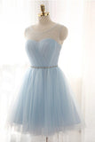 Tulle Short Prom Dresses,Charming Blue Homecoming Dresses,SVD583