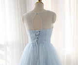 Tulle Short Prom Dresses,Charming Blue Homecoming Dresses,SVD583