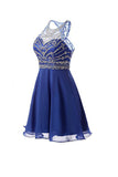 Blue Homecoming Dresses,A Line Chiffon Short Prom Dresses,SVD584