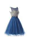 Scoop Tulle Homecoming Dresses,New Arrival Short Prom Dresses With Beading,SVD585