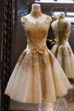 Lace Vintage High Quality High Neck Bowknot  Homecoming Dresses,SVD589