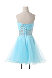 Lace-Up Homecoming Dresses,Short A-Line Sweetheart Appliques Beading Homecoming Gowns,SVD591