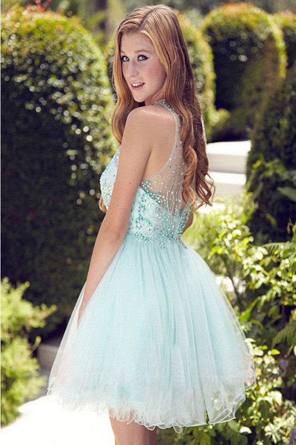 Elegant Light Blue Short Prom Dress,Homecoming Dress,Party Dress For Girls,SVD597