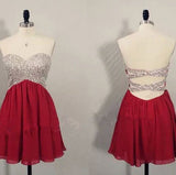 Red Short Homecoming Dresses,Open Back Prom Dresses,Party Dress For Girls,SVD600