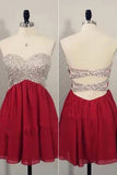 Red Short Homecoming Dresses,Open Back Prom Dresses,Party Dress For Girls,SVD600