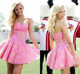 Hot Pink Lace Homecoming dress,Short prom Dresses,Party dress for girls,SVD592