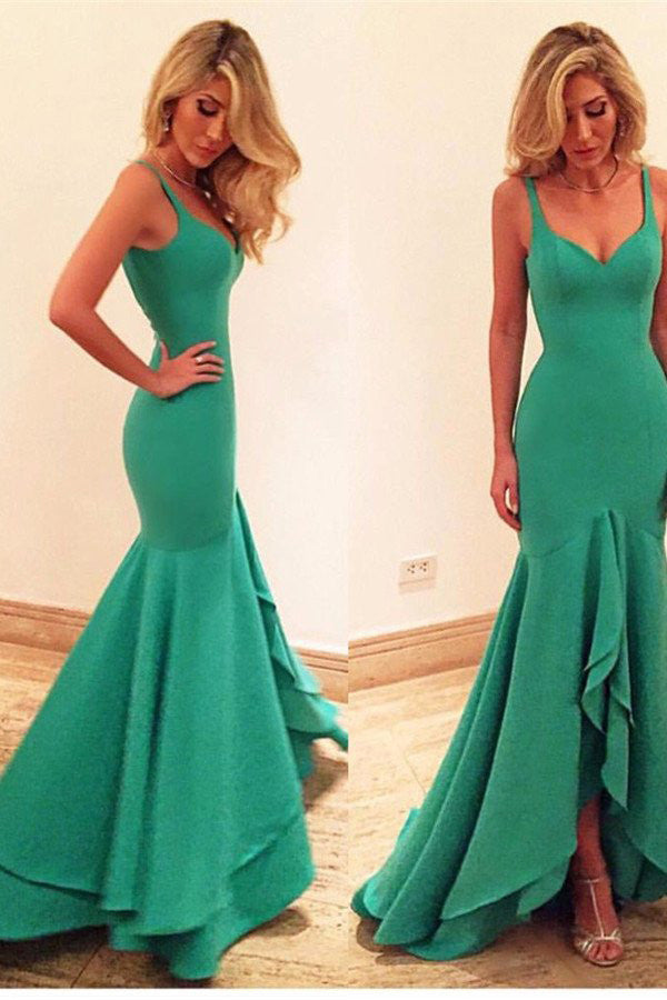 Sexy Mermaid Prom Dress,Satin Sweetheart Straps Ruffles Prom Dresses,Evening Gown 2017,SD360
