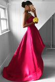 New Arrival of Fuchsia Pleated Strapless High Low Prom Dress SD310