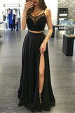 2 pieces prom dress side slit prom Dress,long prom dress,party dresses,Prom Gown,SVD306