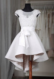Lace High Low homecoming prom dresses,New Design Sexy See through Short Prom Dresses,MH58