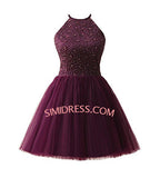 Young Girls Halter Sweet Heart Chiffon Short Homecoming Dresses,Graduation Dress, SH8