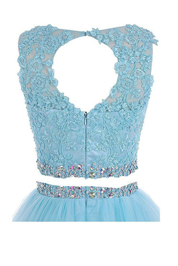 Two Pieces Homecoming Dresses, Short Prom Dresses with Appliques,SH66