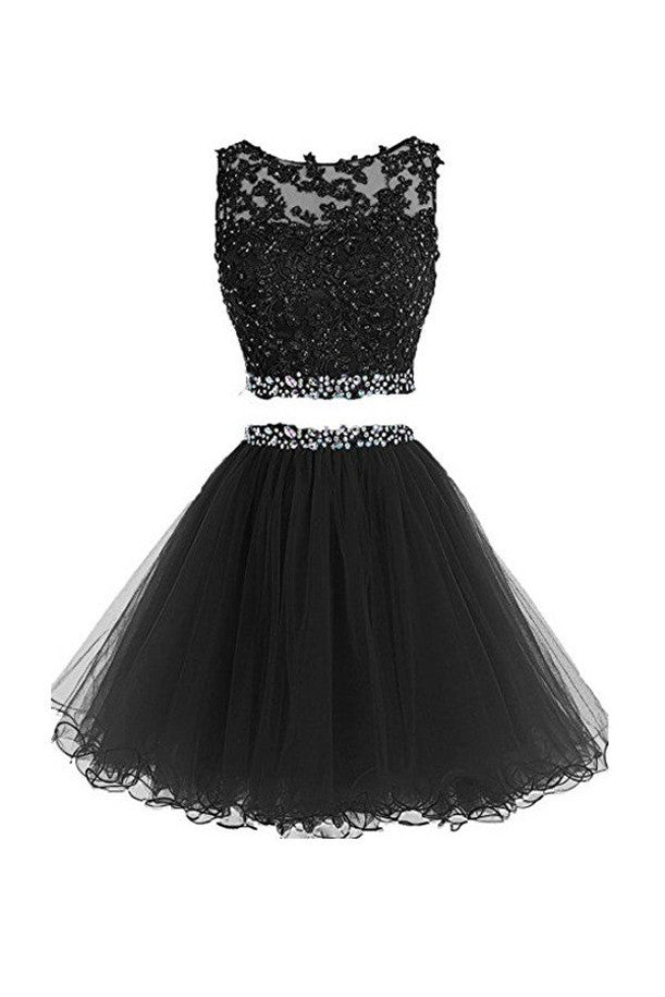 Two Pieces Homecoming Dresses, Short Prom Dresses with Appliques,SH66