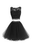 Two Pieces Homecoming Dresses, Short Prom Dresses with Appliques,SH66