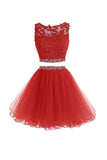 Two Pieces Homecoming Dresses, Short Prom Dresses with Appliques,SH66