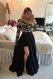 Long Sleeves Prom Dresses, Short Prom Dresses, Barbara Melo Lace Applique Prom Dresses, SI02