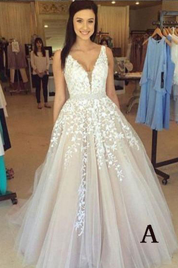 Long Prom Dresses, A Line Wedding Dresses, V Neck Long Sexy Prom Dress,SP450