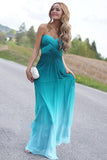 Green Real Beauty Peacock Gradient Chiffon Long Prom Dresses,Sexy Evening Gowns, M33