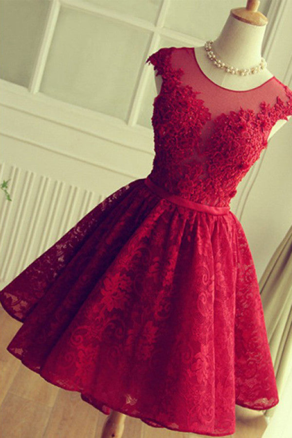Red Short Lace Homecoming Dresses,Knee-length Prom Dresses,Party Dress Simidress Red Short Lace Homecoming Dresses,Knee-length Prom Dresses,Party Dress Simidress