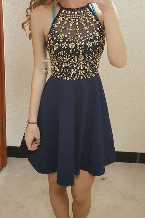 A-line Navy Blue Homecoming Dresses with Beading,Short Prom Dresses Simidress A-line Navy Blue Homecoming Dresses with Beading,Short Prom Dresses Simidress