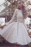 Short Prom Dresses,Fabulous Lace Prom Party Dress,Long Sleeves Prom Dresses,SVD408