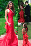 Fabulous Mermaid Red Prom Dress,Long Evening Dress with Cascading Ruffles,SVD432