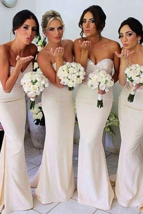 White Bridesmaid Dress,Wedding Party Gowns,Mermaid Bridesmaid Dress   Simidress