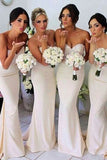 Elegant White Long Bridesmaid Dress,Wedding Party Gowns,Mermaid Sweetheart Bridesmaid Dress,SVD452