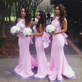 Gorgeous Pink Open Back Halter Mermaid Bridesmaid Dresses with Ruffles,SVD459