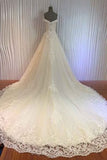 A-line Lace Wedding Dresses,Off Shoulder Sweetheart Zip Up Long Bridal Gowns,SVD511
