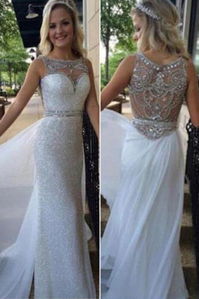 Elegant Wedding Dresses,Glittering Long Prom Dresses,Long Sheath Sleeveless Prom Dresses,SVD518